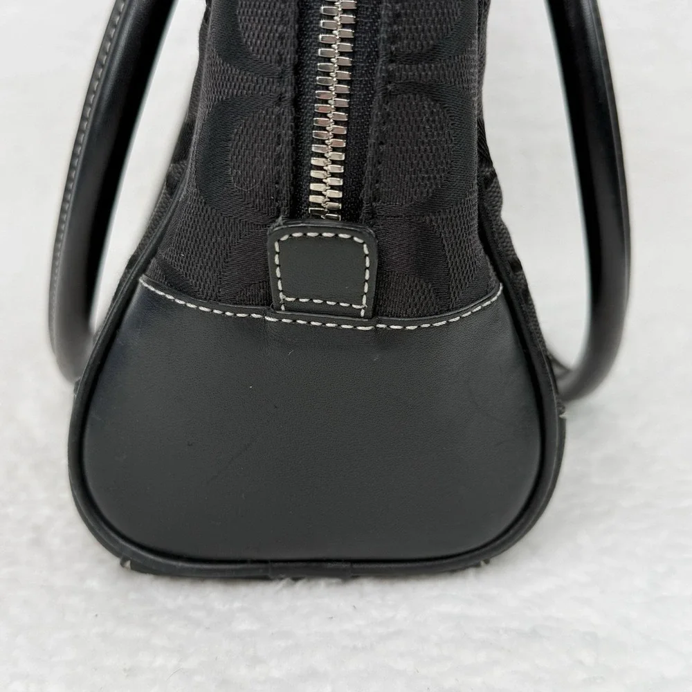 Coach Limited Edition Signature Black Jacquard Leather Satchel 6097 Logo Handbag